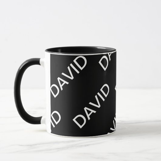 Anpassbarer Text | Bold Modern Black & White Tasse (Links)