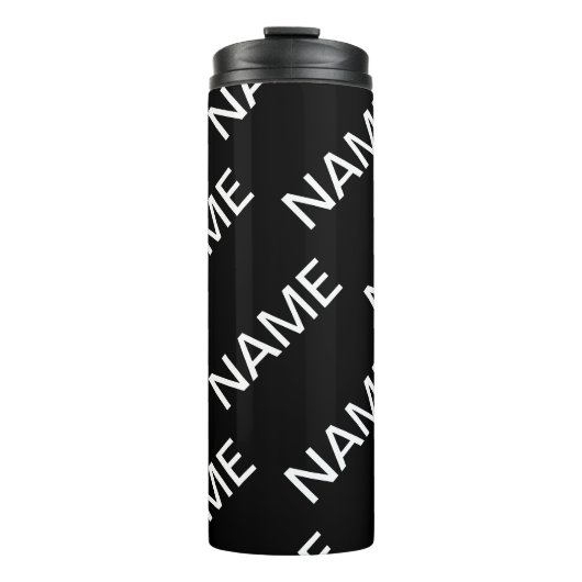 Anpassbarer Text | Bold Modern Black & White Thermosbecher (Vorderseite)