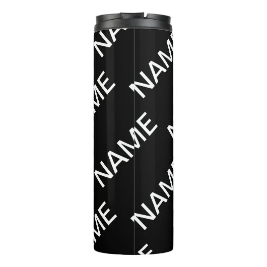 Anpassbarer Text | Bold Modern Black & White Thermosbecher (Rückseite)