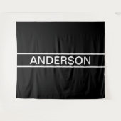 Anpassbarer Text | Bold Modern Black & White Wandteppich (Vorderseite (Horizontal))