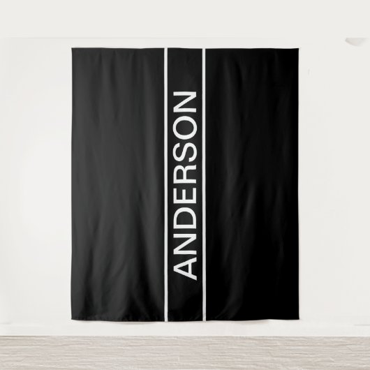 Anpassbarer Text | Bold Modern Black & White Wandteppich (Vorderseite)