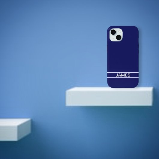 Anpassbarer Text | Bold Modern Navy Blue & White Case-Mate iPhone Hülle