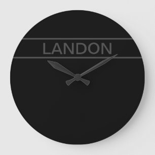 Anpassbarer Text Fett Moderne Schwarz & Dunkelgr Große Wanduhr