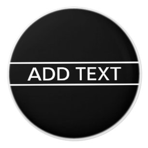 Anpassbarer Text Fett Moderne Schwarz & Weiß Keramikknauf