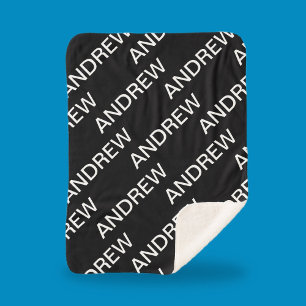 Anpassbarer Text Fett Moderne Schwarz & Weiß Sherpadecke