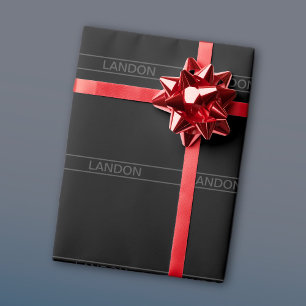 Anpassbarer Text Fett, modernes Schwarz und Dunk Geschenkpapier