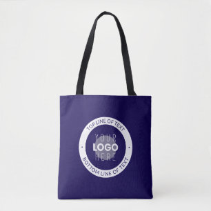 Anpassbarer Text & Ihr Logo Dunkelblau Lila Tasche