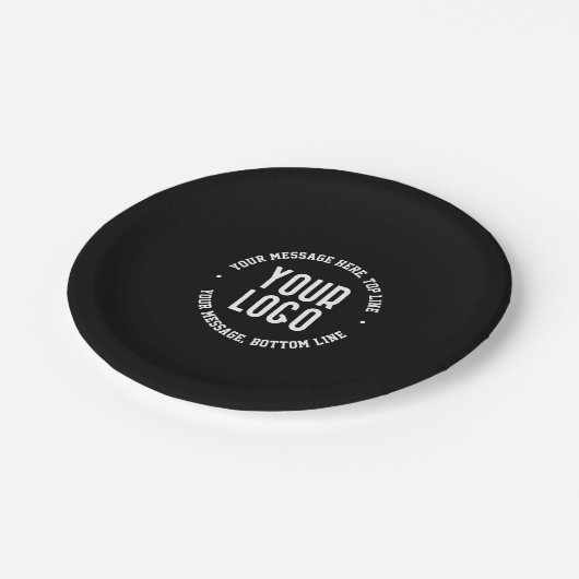 Anpassbarer Text und Ihr hochgeladenes Logo oder B Pappteller (Schrägansicht)