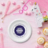 Anpassbarer Text und Ihr Logo | Dunkelblau Lila Pappteller (Party)