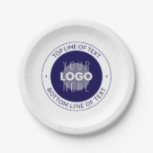 Anpassbarer Text und Ihr Logo | Dunkelblau Lila Pappteller (Vorderseite)