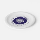 Anpassbarer Text und Ihr Logo | Dunkelblau Lila Pappteller (Schrägansicht)