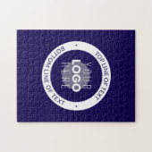 Anpassbarer Text und Ihr Logo | Dunkelblau Lila Puzzle (Horizontal)
