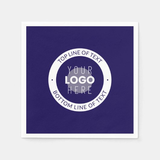 Anpassbarer Text und Ihr Logo | Dunkelblau Lila Serviette (Vorderseite)