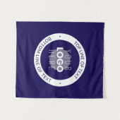 Anpassbarer Text und Ihr Logo | Dunkelblau Lila Wandteppich (Vorderseite (Horizontal))