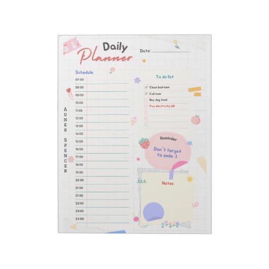 Anpassbarer und farbiger Tagesplaner Notepad Notizblock (Rotiert)