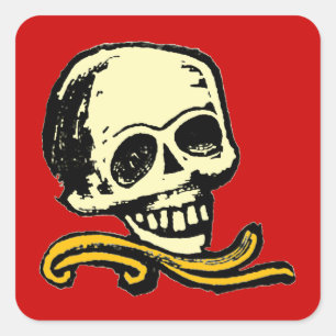 Anpassbarer Vintage-Dekorativer Totenkopf Quadratischer Aufkleber