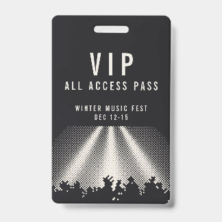 Anpassbarer VIP All Access Music Fest Pass Ausweis