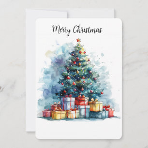 Anpassbarer Wasserfarben-Weihnachtsbaum Feiertagskarte