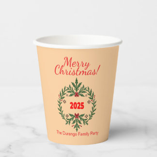 Anpassbarer Weihnachts-Blumenkranz Pappbecher