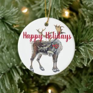 Anpassbarer Weihnachts-Elch Keramik Ornament