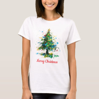 Anpassbarer Weihnachtsbaum im Stil eines Ölgemälde T-Shirt