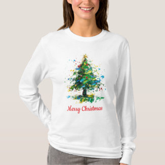 Anpassbarer Weihnachtsbaum im Stil eines Ölgemälde T-Shirt