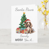 Anpassbarer Weihnachtshund Cocker Spaniel Karte (Gelbe Blume)