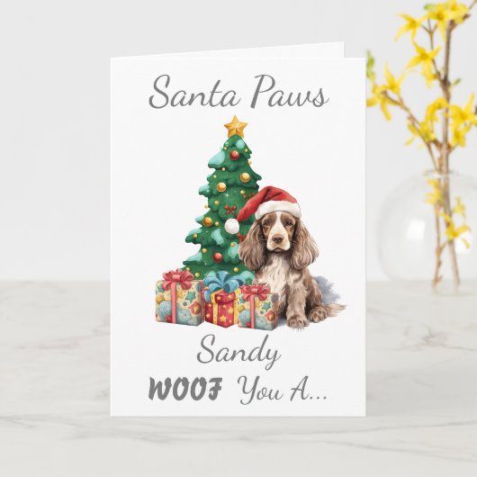 Anpassbarer Weihnachtshund Cocker Spaniel Karte (Gelbe Blume)