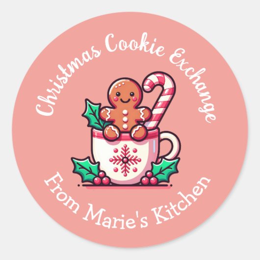 Anpassbarer Weihnachtskochtausch Runder Aufkleber (Vorderseite)