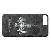 Anpassbarer weißer Kronleuchter auf Damask iPhone  Case-Mate iPhone Hülle (Rückseite (Horizontal))