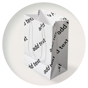 Anpassbarer wiederholender Text Modern Weiß & Schw Mittlere Geschenktüte