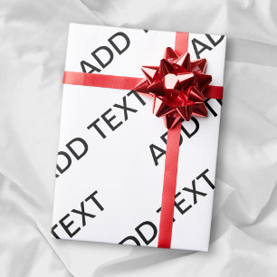 Anpassbarer wiederholender Text Modernes Weiß & Sc Geschenkpapier