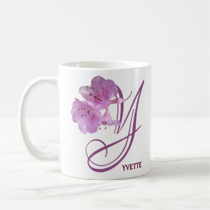 Anpassbarer Yvette Name rosa Rosen Blumen Boho Kaffeetasse