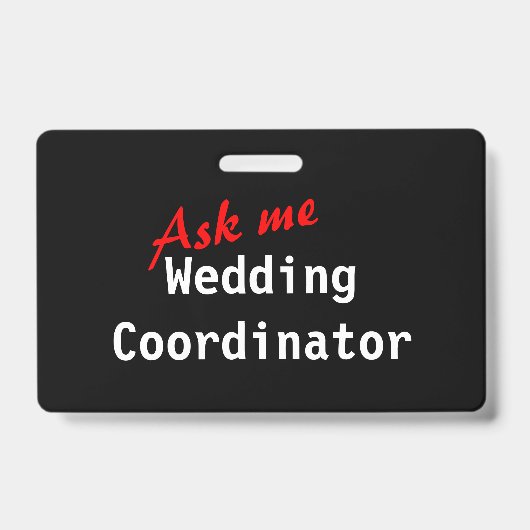 Anpassbares Abzeichen für Hochzeitskoordinatoren Ausweis (Vorderseite)