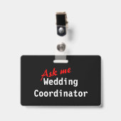 Anpassbares Abzeichen für Hochzeitskoordinatoren Ausweis (Vorderseite mit Clip)
