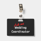Anpassbares Abzeichen für Hochzeitskoordinatoren Ausweis (Rückseite mit Clip)