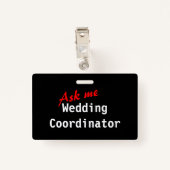 Anpassbares Abzeichen für Hochzeitskoordinatoren Ausweis (Rückseite mit Klammer)