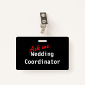 Anpassbares Abzeichen für Hochzeitskoordinatoren Ausweis (Vorderseite mit Klammer)