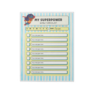 Anpassbares ADHD-Kinder-Tageschecklisten-Notizbuch Notizblock