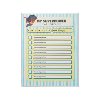 Anpassbares ADHD-Kinder-Tageschecklisten-Notizbuch Notizblock