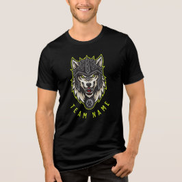 Anpassbares Alpha-Wolf-Maskottchen-T-Shirt | Perso Tri-Blend Shirt