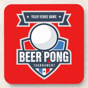 Anpassbares Beer-Pong-Turnier-Logo Getränkeuntersetzer