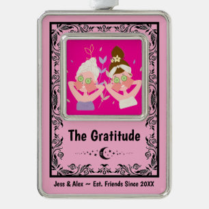 Anpassbares BFF-Tarot-Danke-Bester-Freund-Lustig Rahmen-Ornament Silber