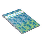 Anpassbares blau-grünes Wirbel-Notizbuch Notizblock (Rechte Seite)