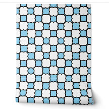 Anpassbares Blau Schwarz Weiß Geometrisches Vierbl