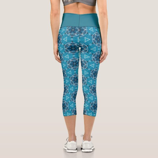 anpassbares blaues Fahrradmuster Capri Leggings (Rückseite)