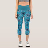 anpassbares blaues Fahrradmuster Capri Leggings (Vorderseite)