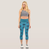 anpassbares blaues Fahrradmuster Capri Leggings (Vorderseite)