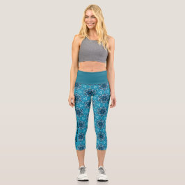 anpassbares blaues Fahrradmuster Capri Leggings