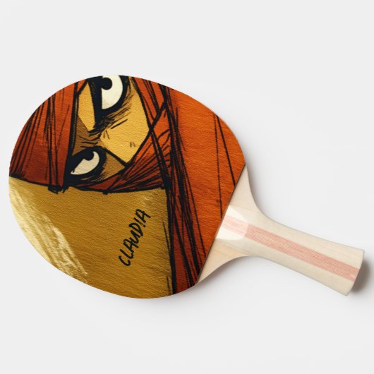 Anpassbares Comic Ninja Tischtennis Schläger (Seitenansicht)